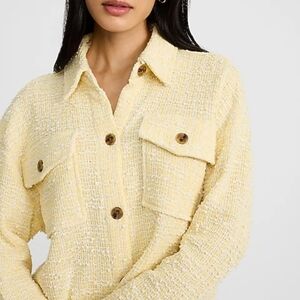 NEW Express Boucle Double Pocket Cropped Shacket